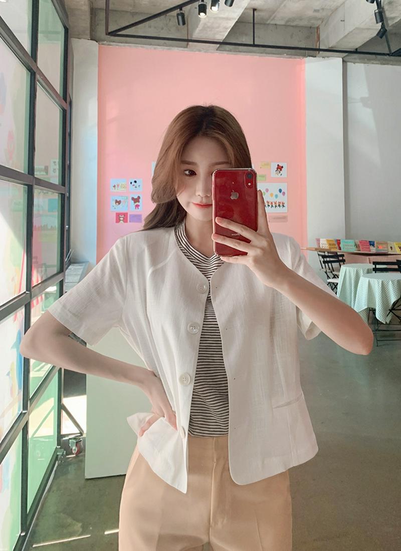 デイリーリネン半袖ジャケット