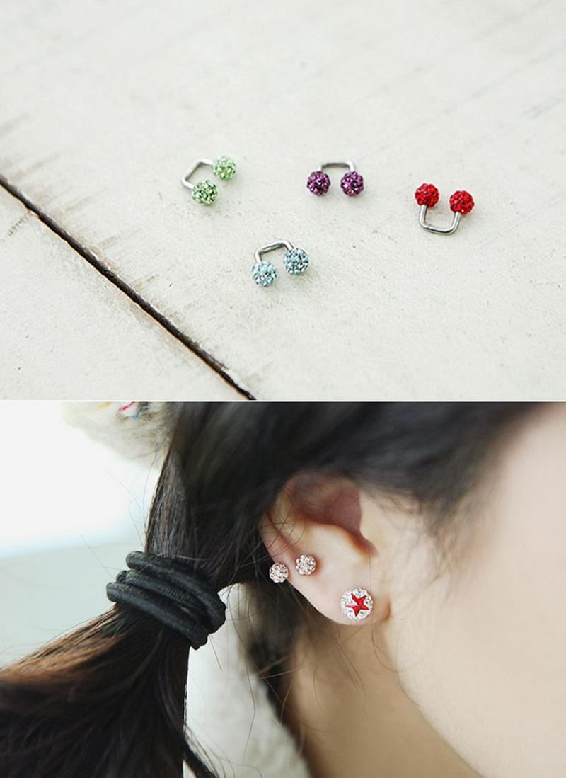 ダブルキュービックボールピアス