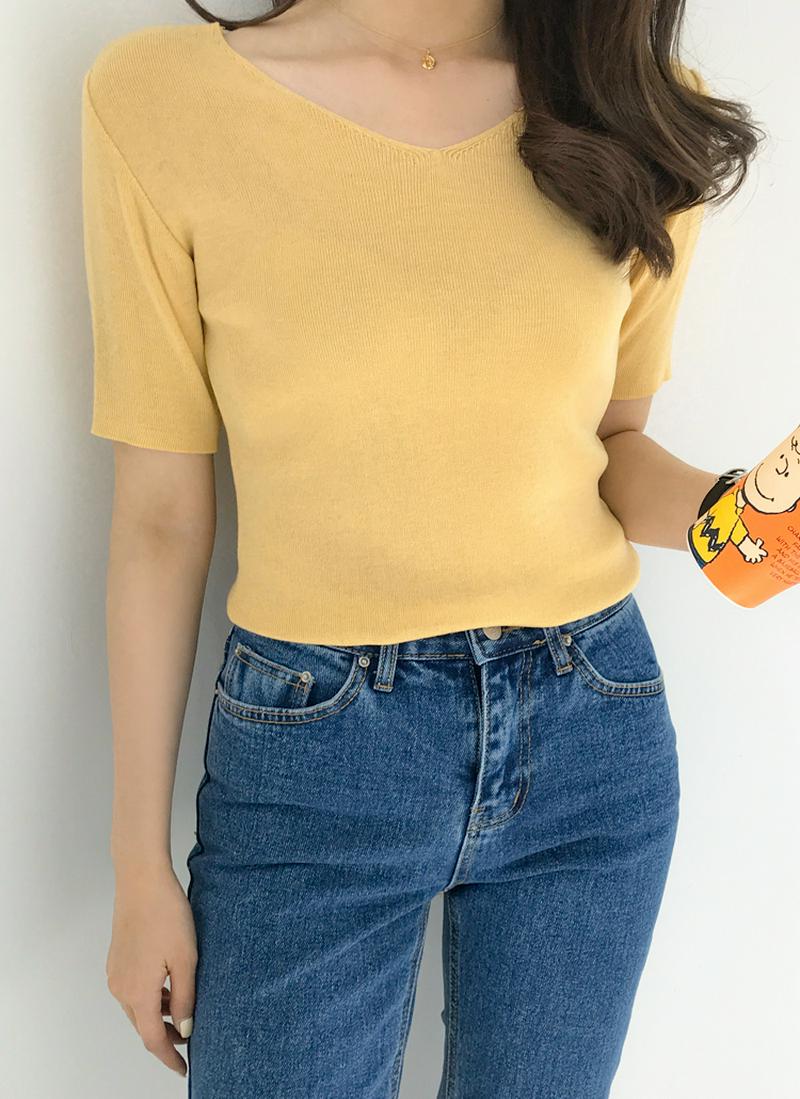 ベーシックハーフスリーブニットTシャツ