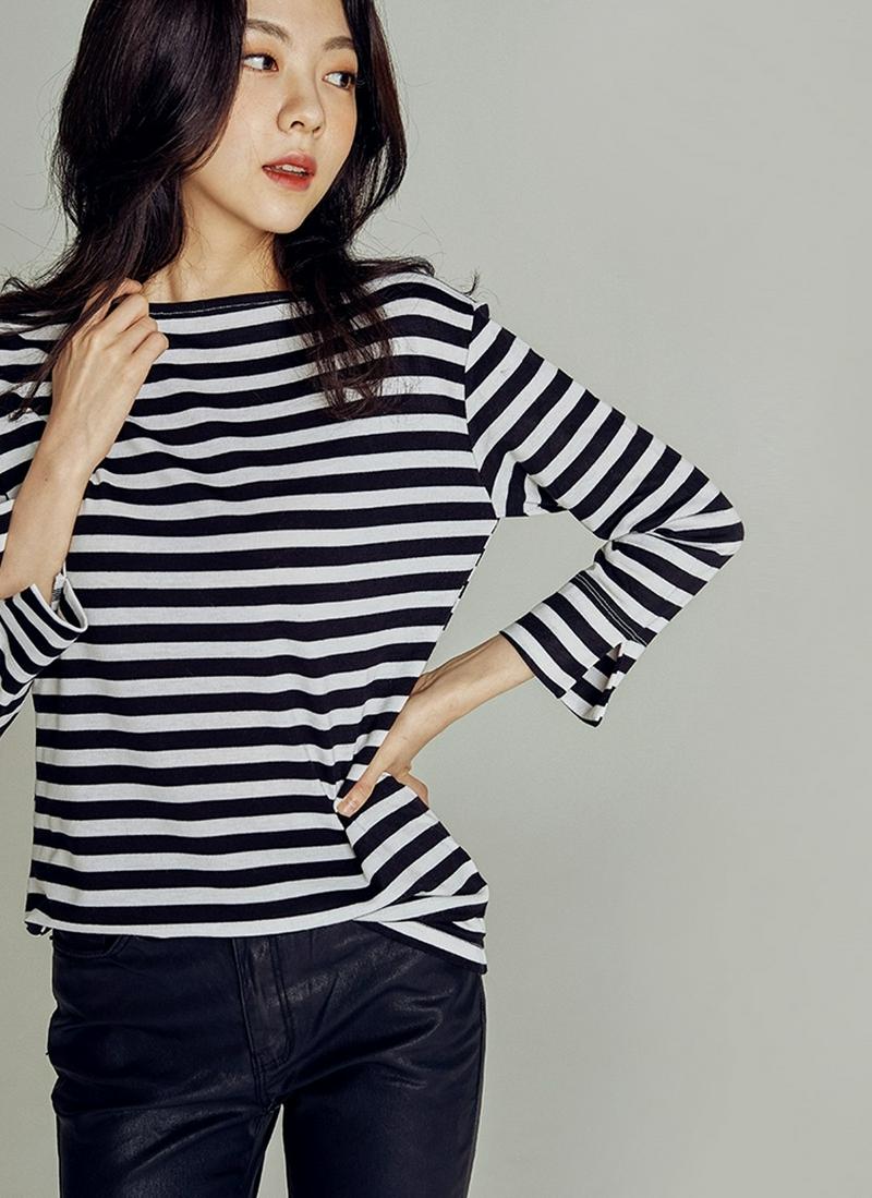 スリットカフスボーダーTシャツ