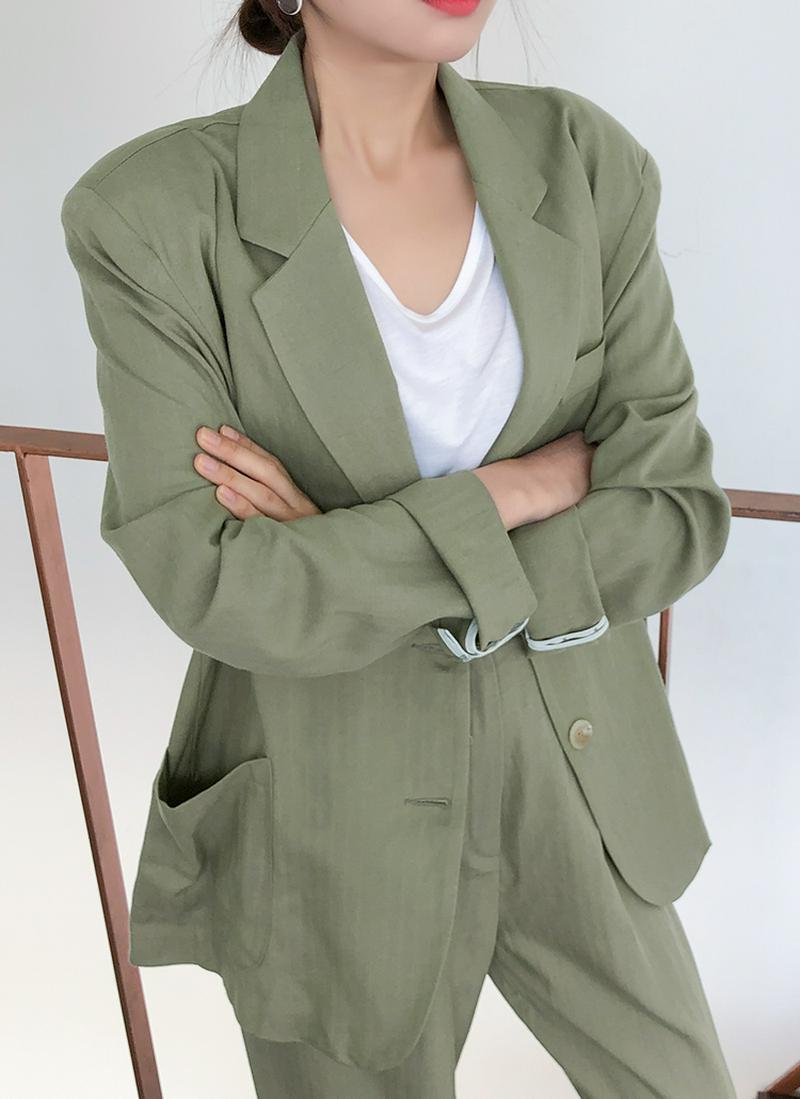 リネンテンセル混シングルジャケット