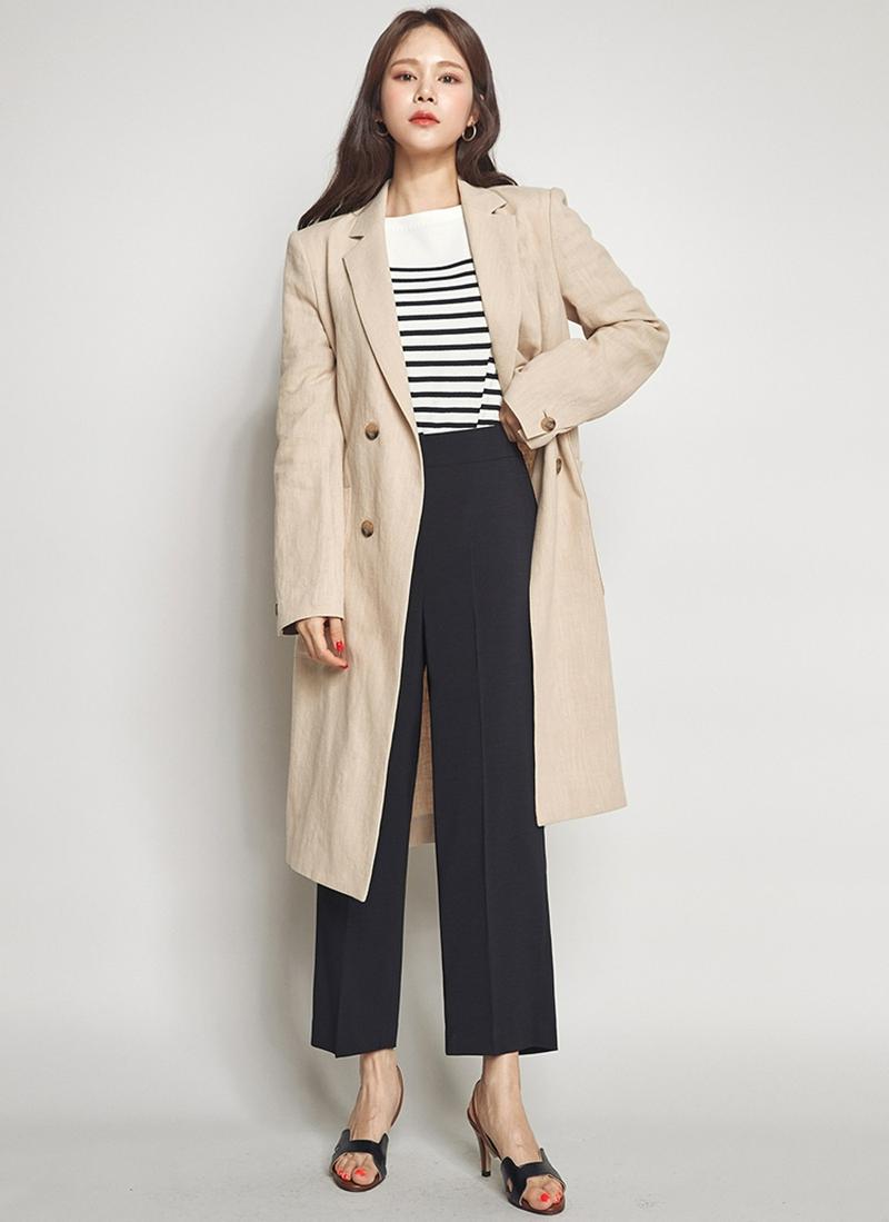 リネンコットンロングジャケット(ベージュ)