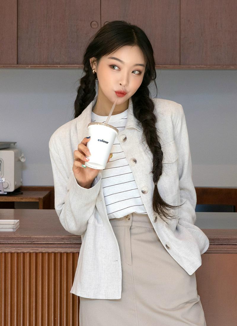 コットンブレンドボタンジャケット