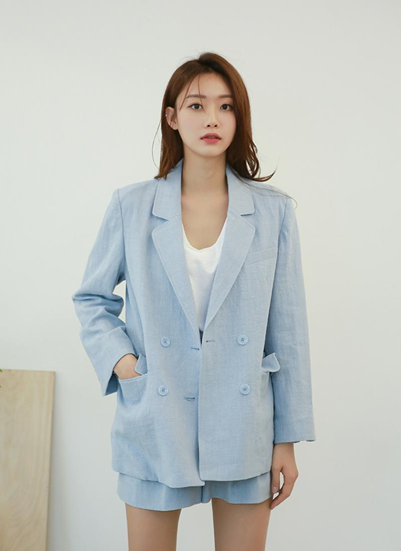 リネンブレンドダブルジャケット