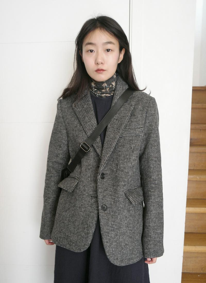 ウールミックスハウンドトゥースジャケット