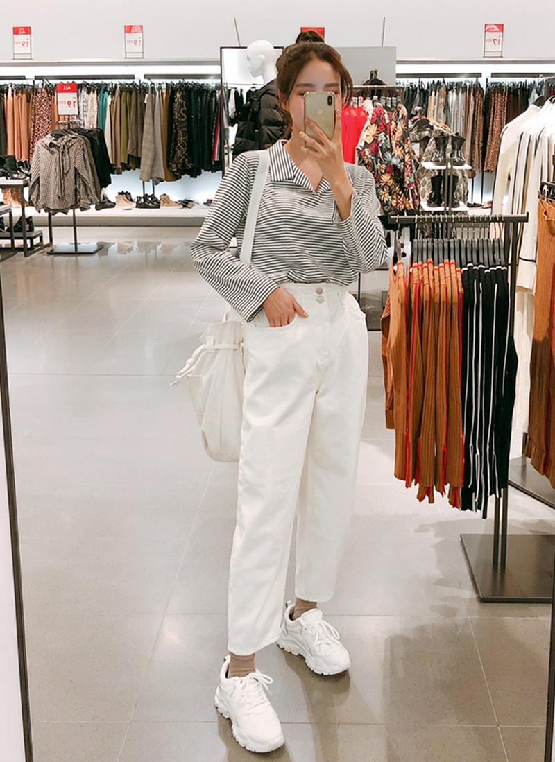 オープンカラーボーダープルオーバー