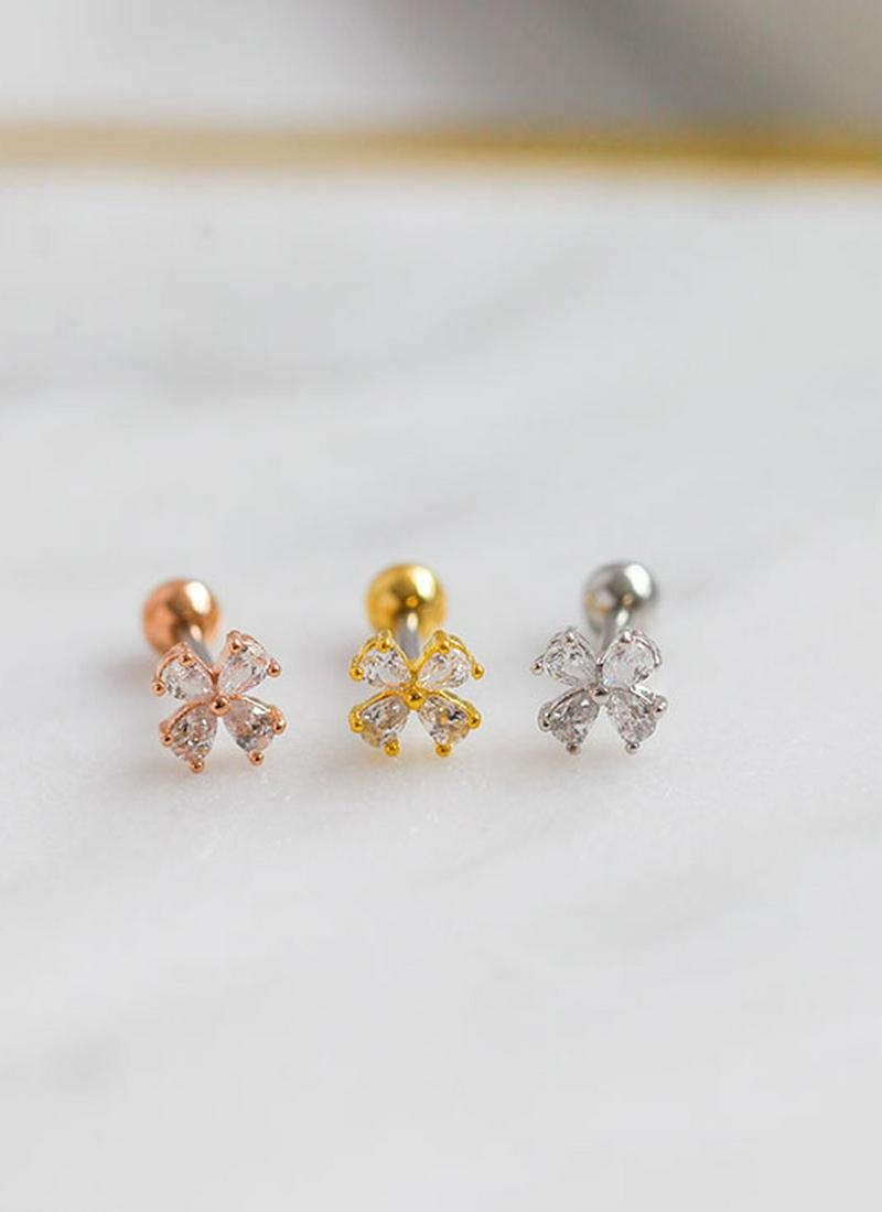 フラワーキュービックミニピアス