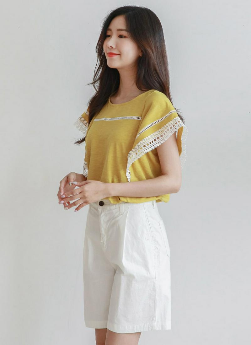 レースラインコットンTシャツ