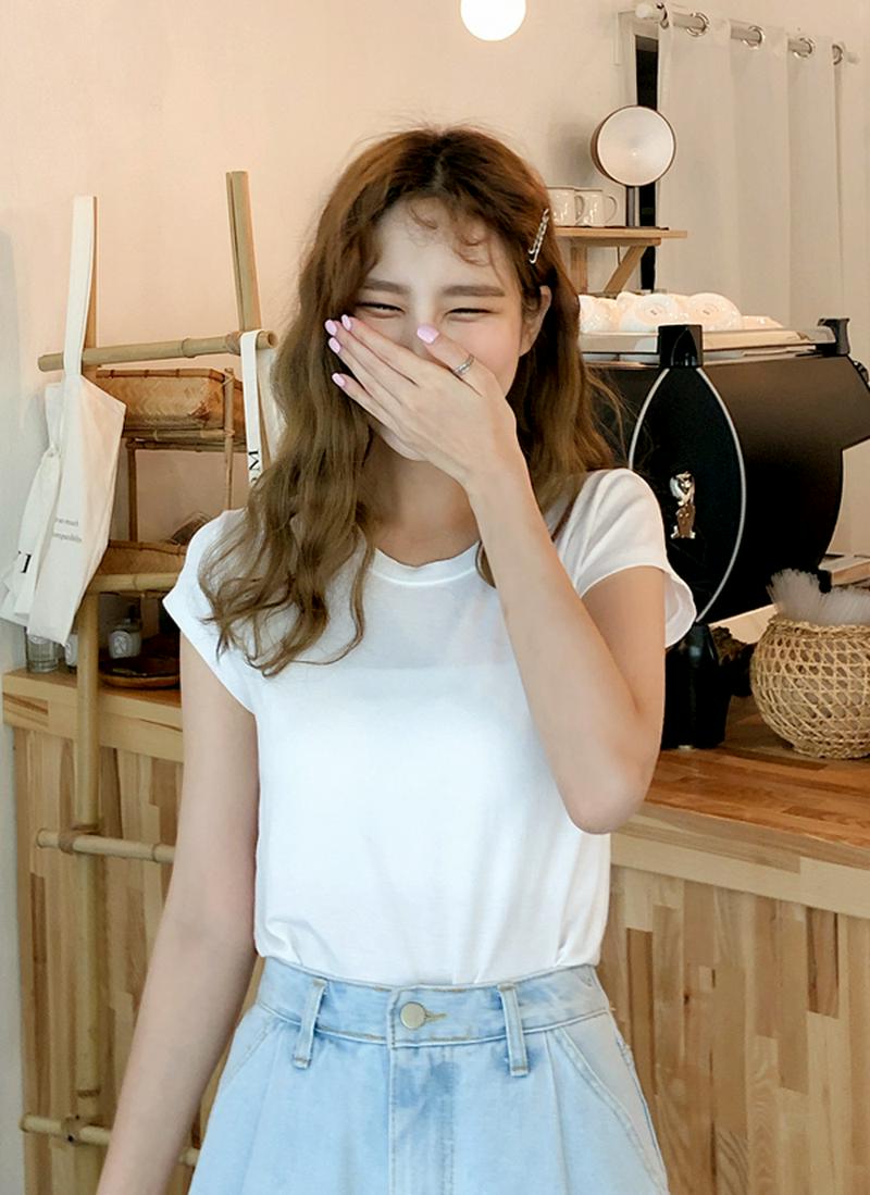 キャップスリーブシンプルTシャツ