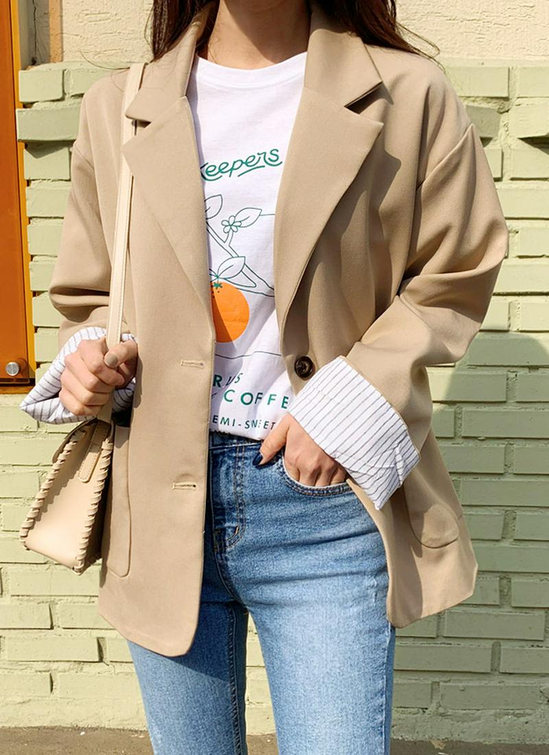 ストライプスリーブベージュカラージャケット