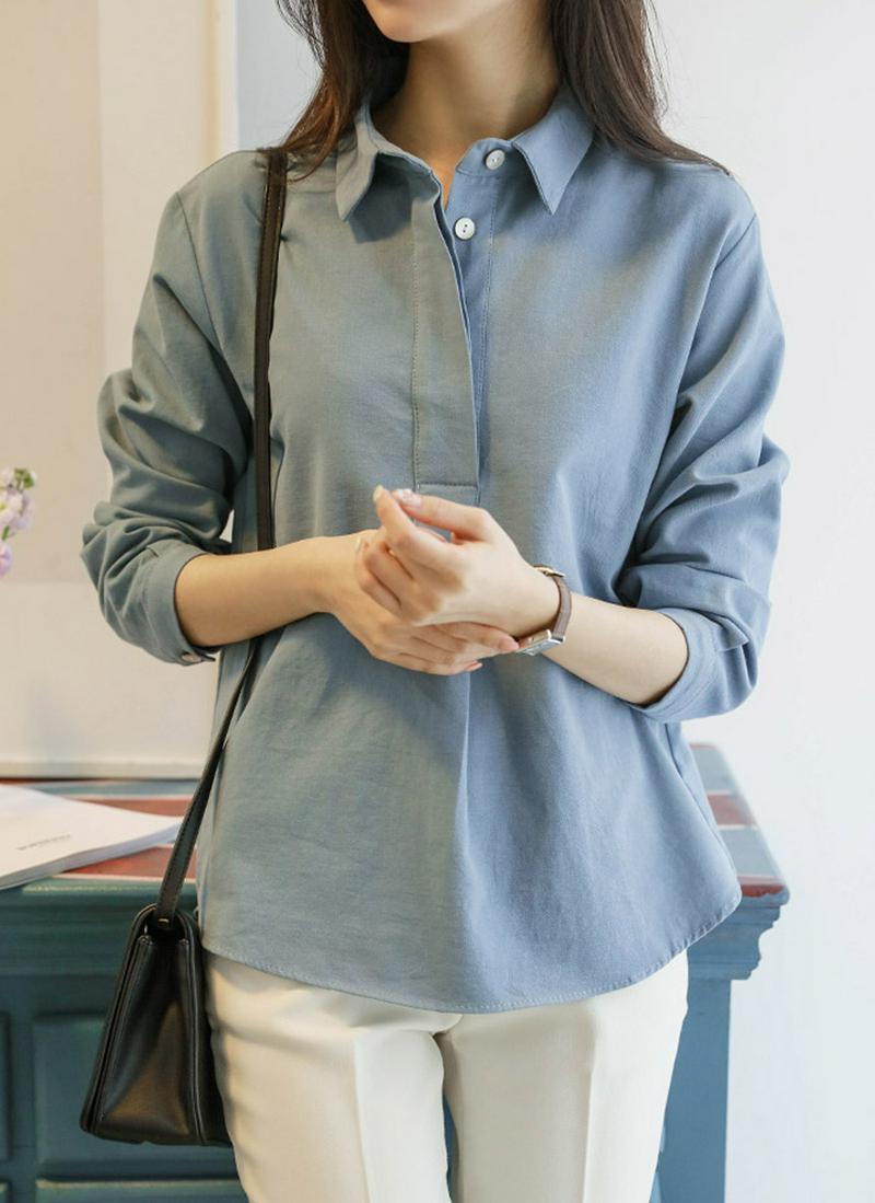 フライフロントプルオーバーシャツ