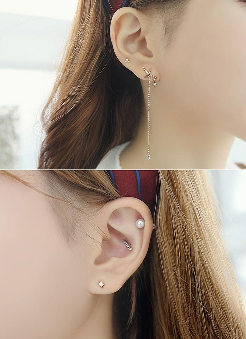 アシメクロスキュービックピアス