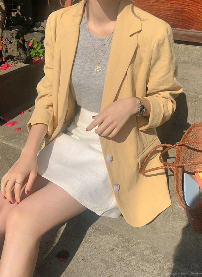 リネンコットンジャケット(バターイエロー)