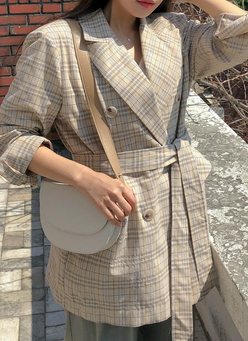 ストラップSETダブルボタンチェックジャケット