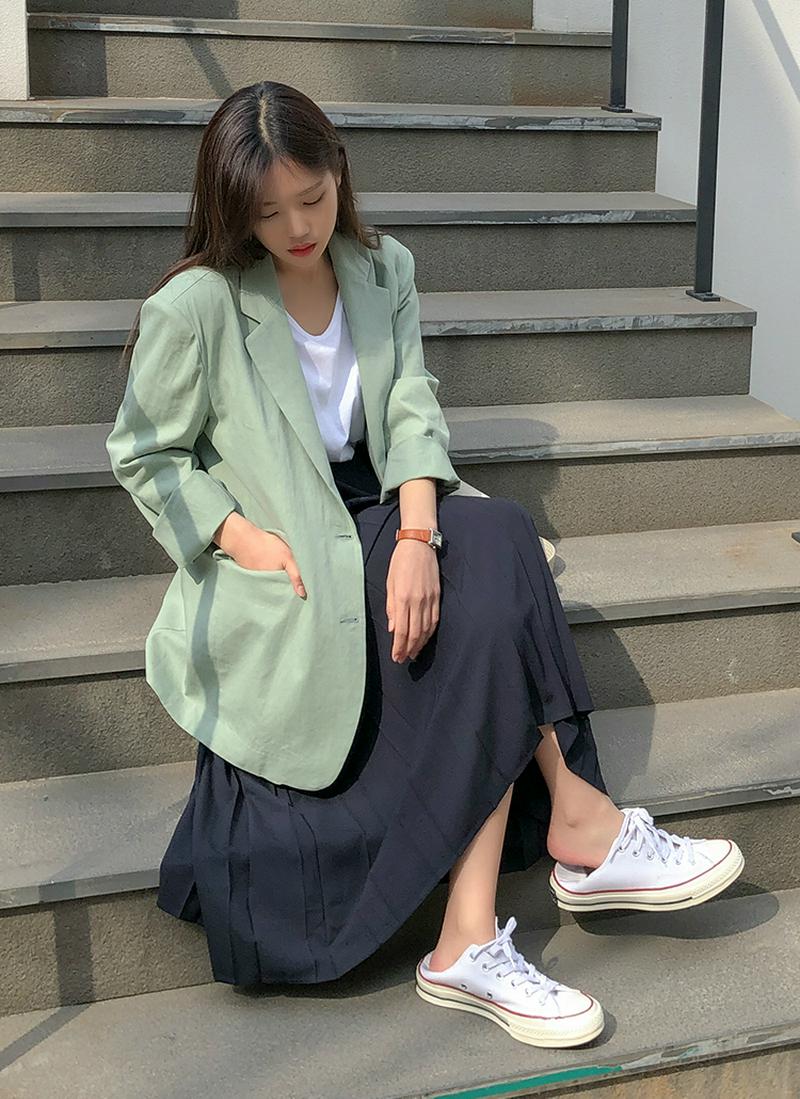 ツーボタンボクシーフィットリネンミックスジャケット