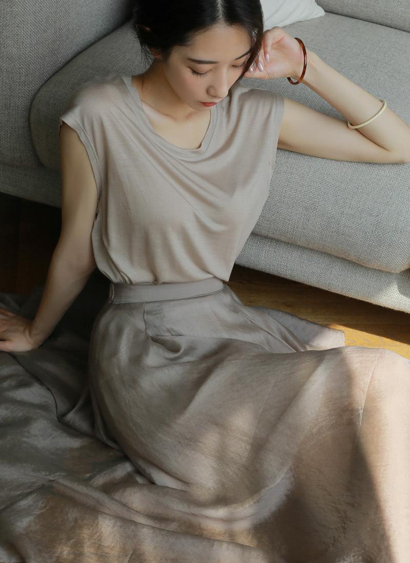 テンセル混ショートスリーブTシャツ