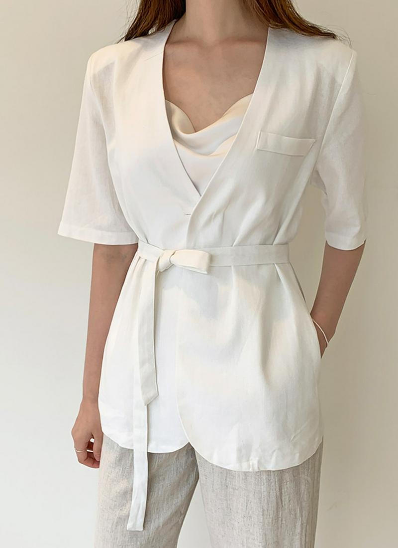 ラウンドヘムノーカラージャケット