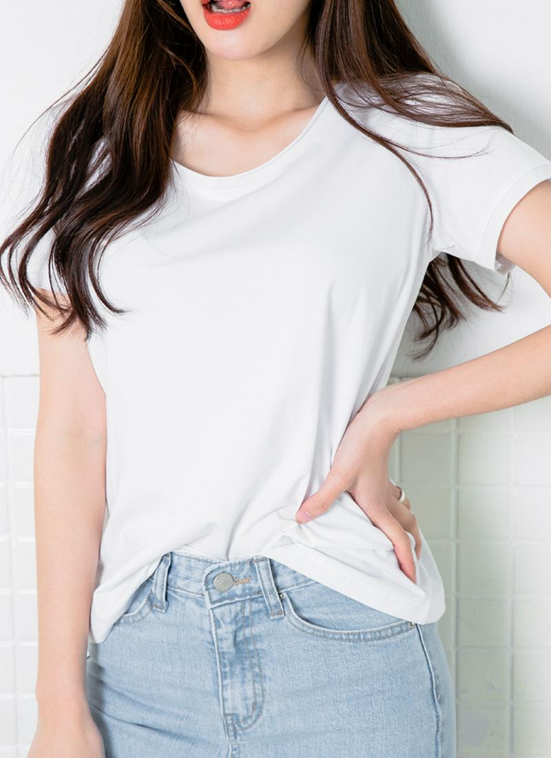 パステルトーンラウンド半袖Tシャツ