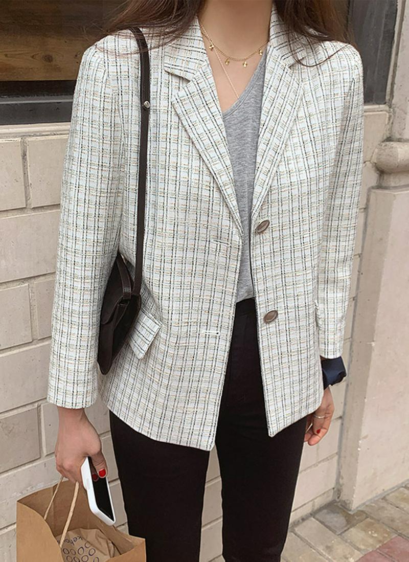 アイボリーチェックジャケット