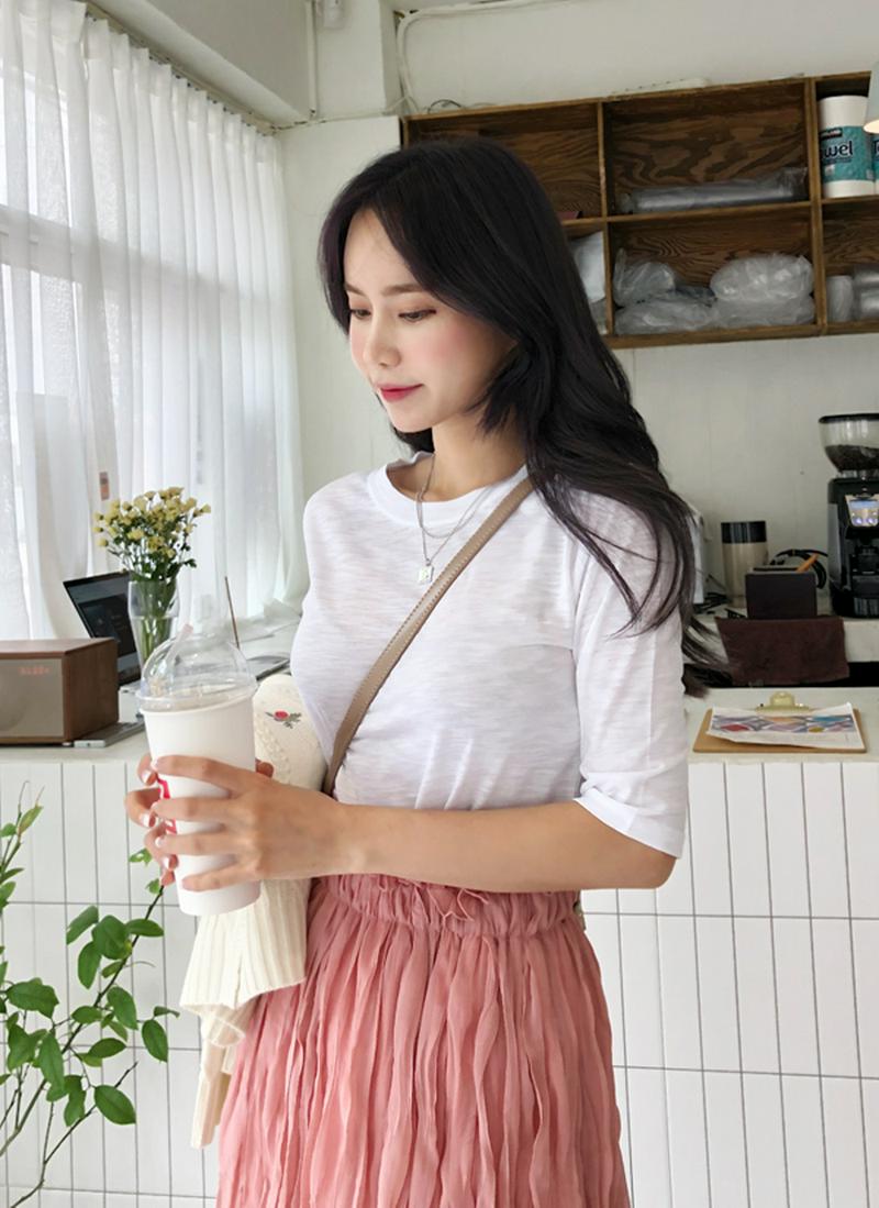 スリムスラブコットンTシャツ