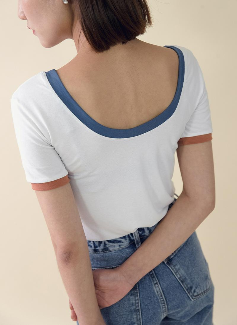 配色パイピングTシャツ