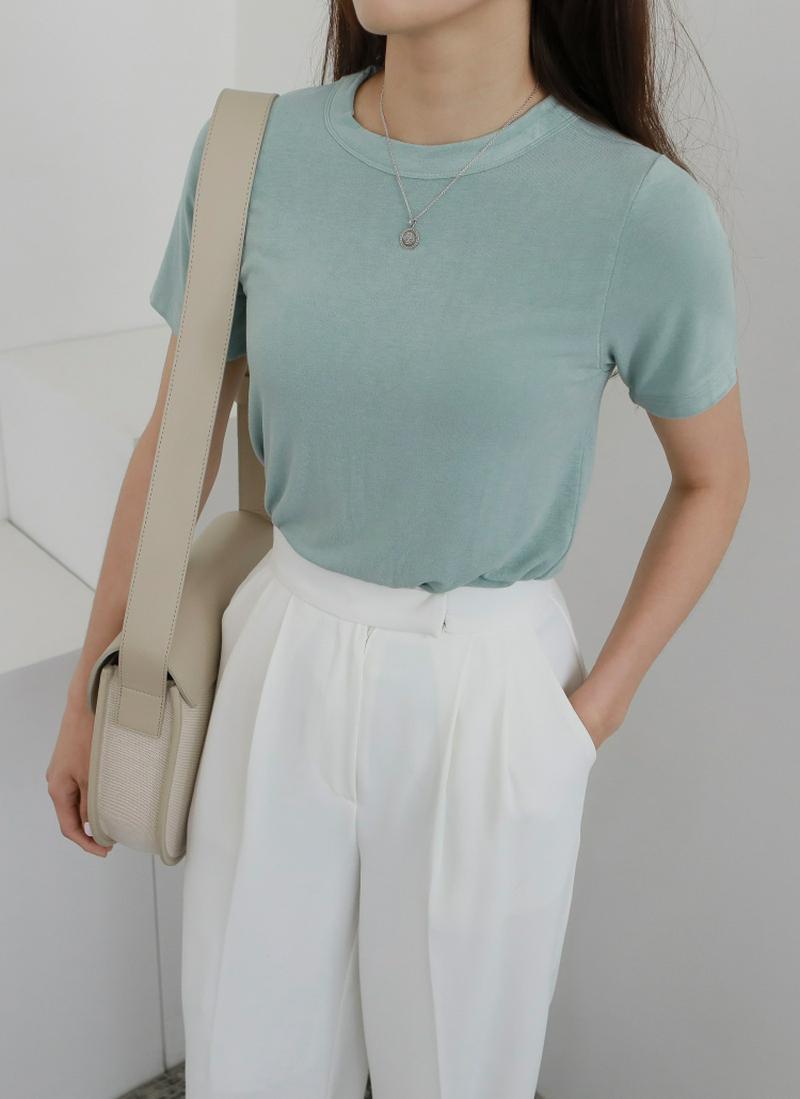 ショートスリーブレーヨン混Tシャツ