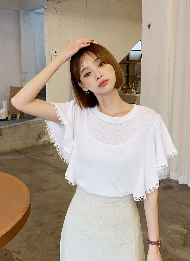 レースフレアスリーブTシャツ・全4色