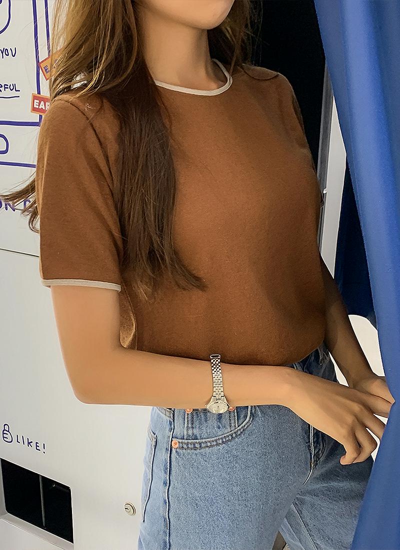 配色リネンブレンドTシャツ