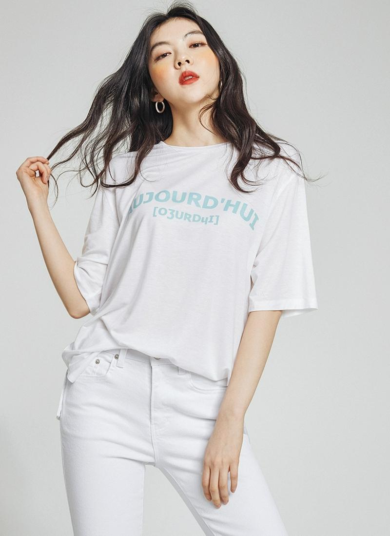 AUJOURD'HUIテンセル混Tシャツ