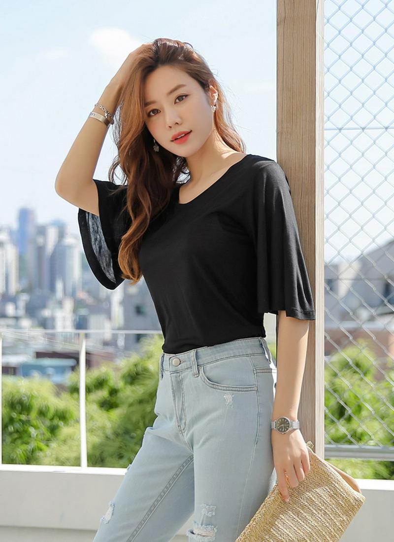 ウィングスリーブレーヨンTシャツ