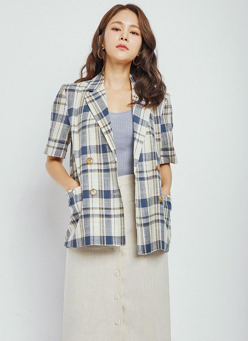 リネン混ダブルジャケット