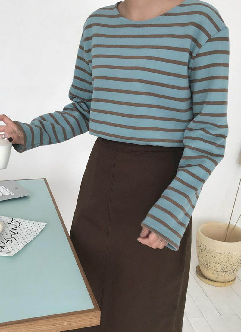 ダブル起毛ボーダー柄Tシャツ