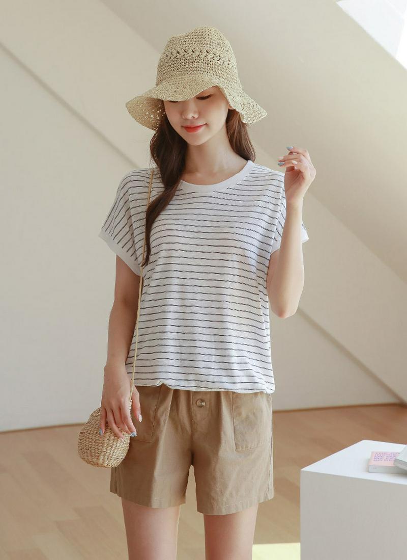 ゴムヘムダブルボーダーTシャツ