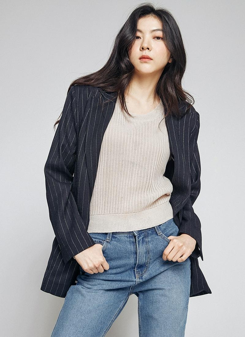 ナチュラルストライプジャケット(ネイビー)