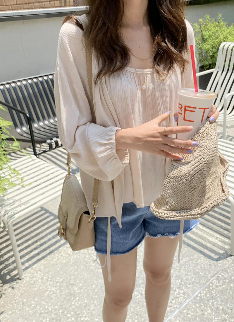 リンクルキャミ付ストラップカーディガン