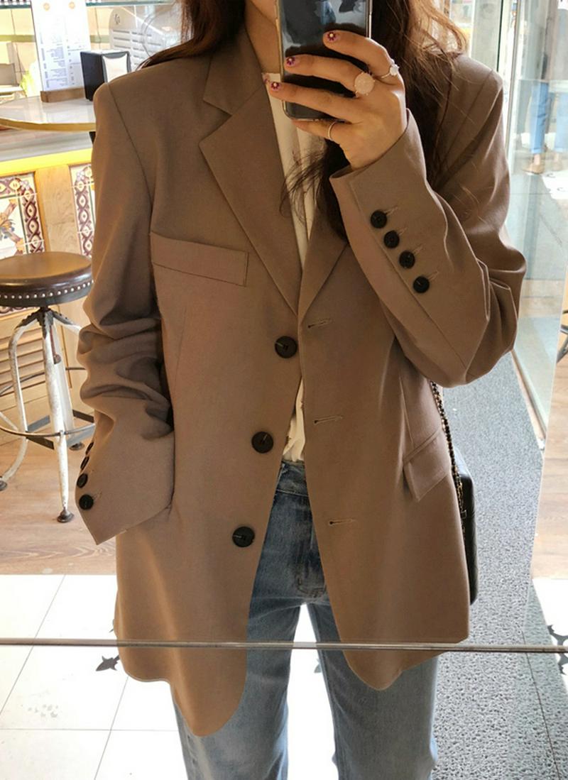 テーラードミドル丈ジャケット(ダークベージュ)