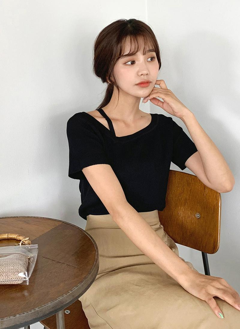 2WAYストラップネックニット・全2色