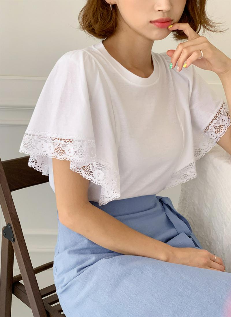 レースフレアスリーブTシャツ・全2色