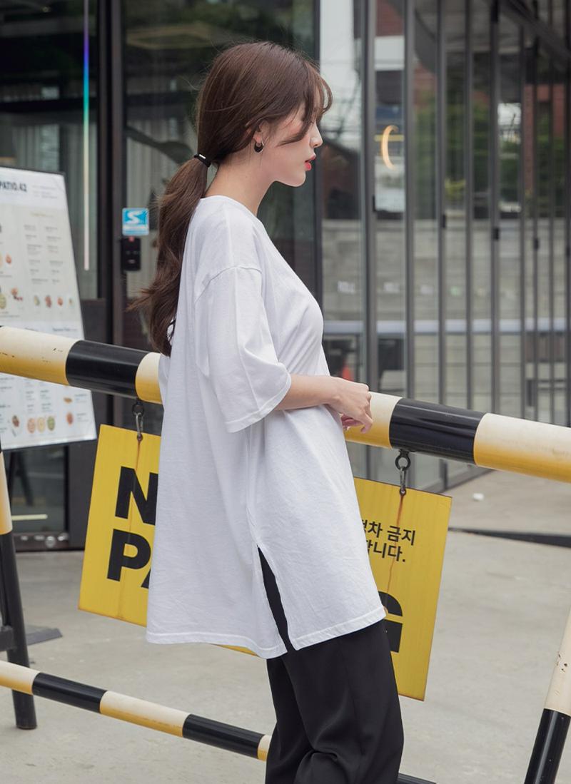 ボクシーフィットスリットヘムTシャツ