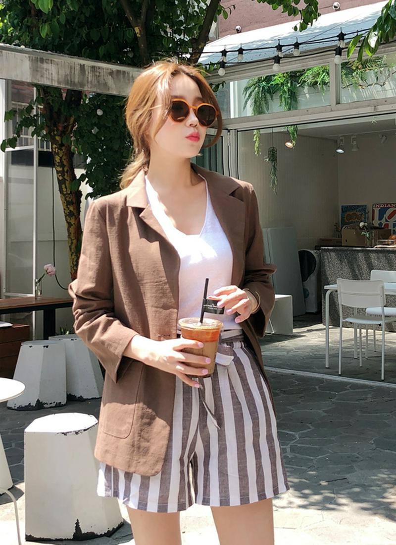 ワンボタンベーシックリネンジャケット