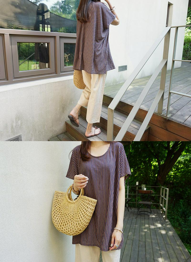 ストライプドルマンスリーブTシャツ