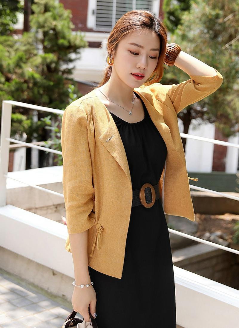 リネン混ポイントボタンジャケット