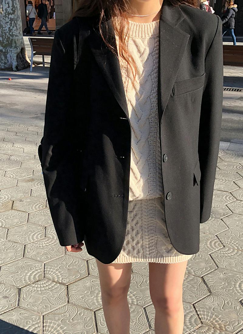 テーラードミドル丈ジャケット(ブラック)