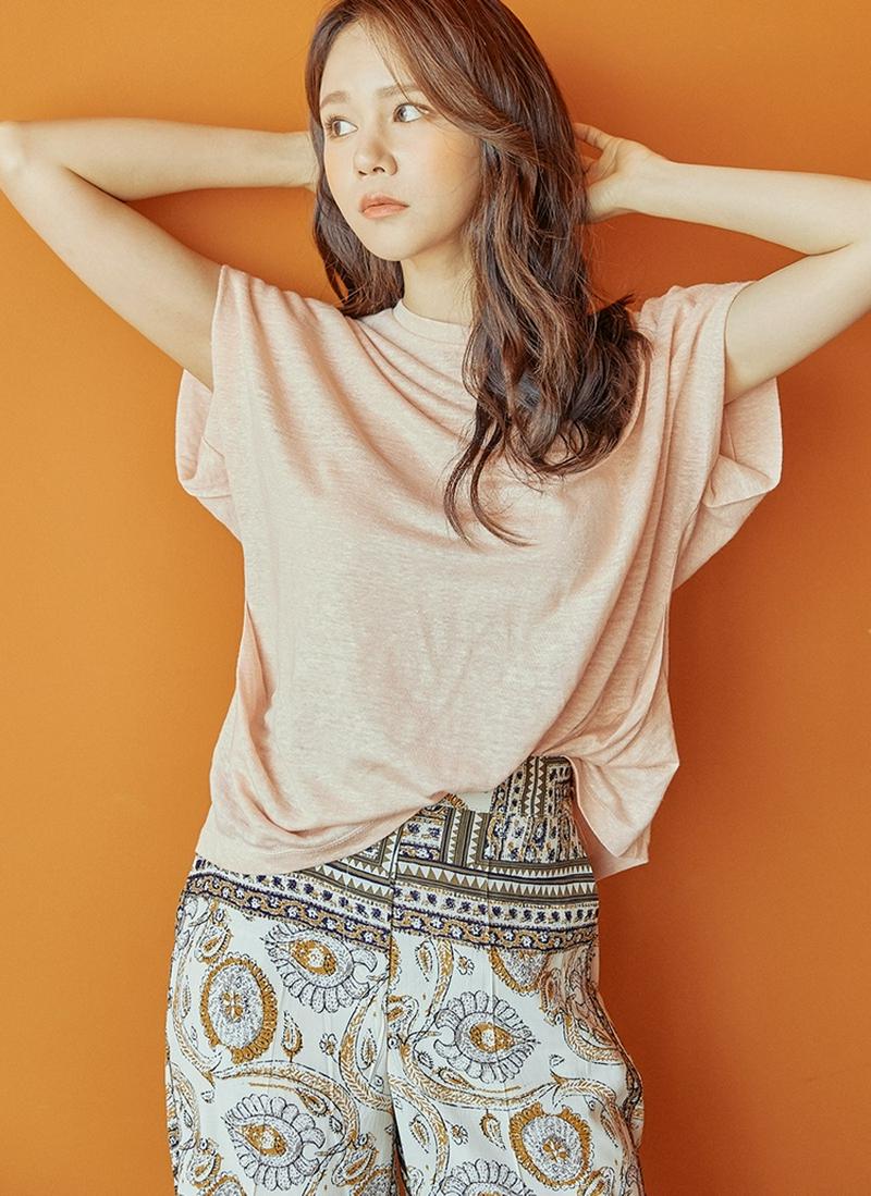 リネン混フレンチスリーブTシャツ