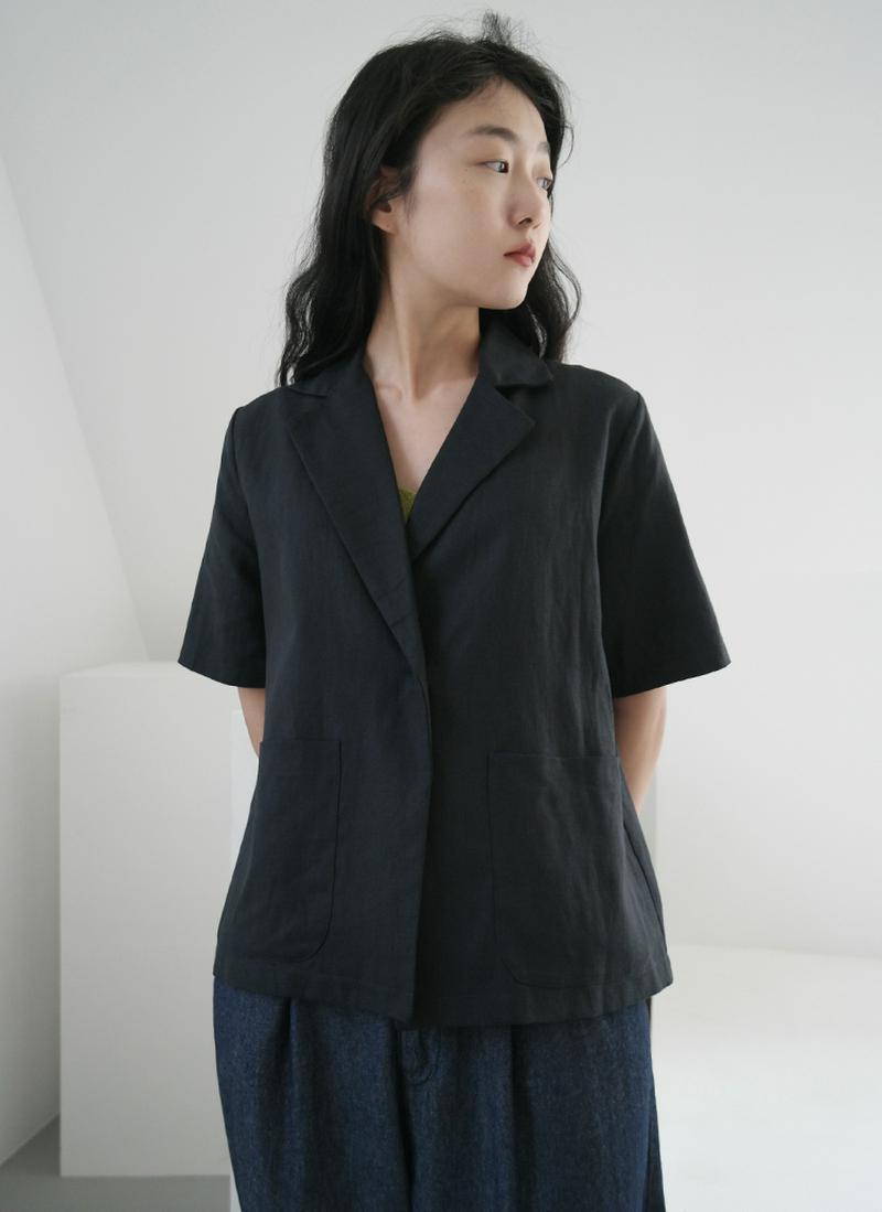 ハーフスリーブリネン混ジャケット