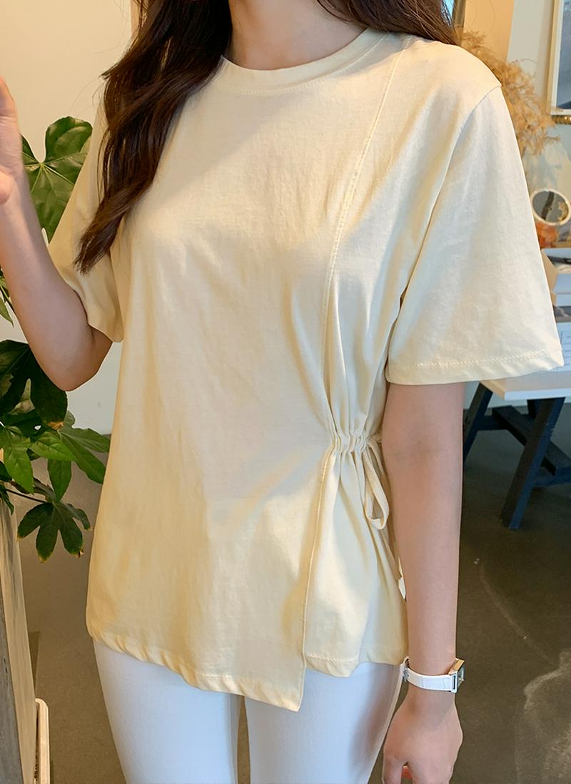 アンバランスサイドストリングTシャツ