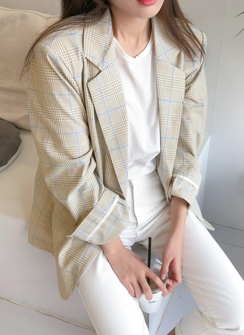ツーボタンチェック柄ジャケット
