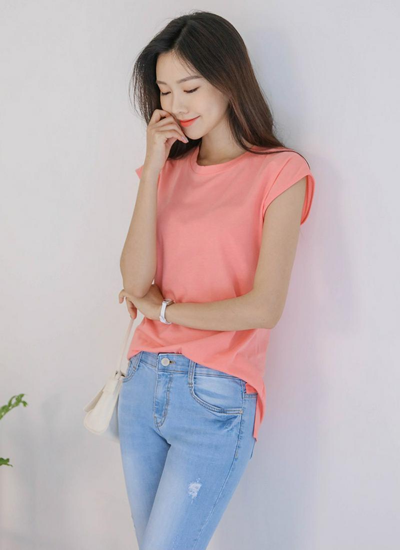 キャップスリーブスリットTシャツ