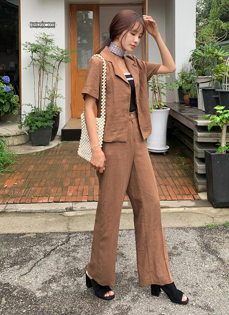 4ボタンジャケット&ロングパンツSET・全2色