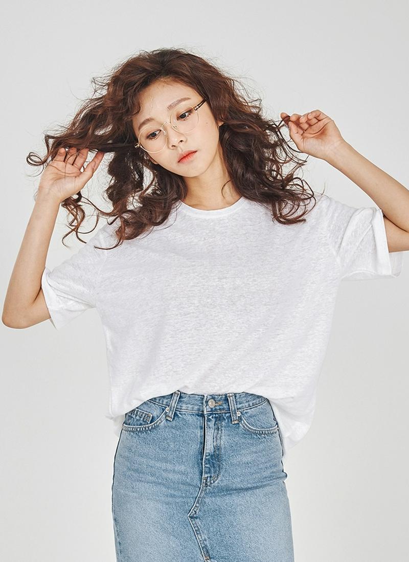 ルーズフィットリネンミックスTシャツ